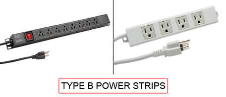 TYPE B power strips are used in the following Countries:
<br>
Primary Countries known for using TYPE B Power strips is the United States, Canada, Taiwan, Japan and Jamaica.

<br>Additional Countries that use TYPE B power strips are American Samoa, Anguilla, Antigua & Barbuda, Aruba, Bahamas, Barbados, Belize, Bermuda, Bolivia, British Virgin Islands, Cayman Islands, Columbia, Costa Rica, Cuba, Dominican Republic, Ecuador, El Salvador, Guam, Guatemala, Guyana, Haiti, Honduras, Liberia, Mariana Islands, Marshall Islands, Mexico, Micronesia, Midway Islands, Montserrat, Nicaragua, Palau, Panama, Peru, Philippines, Puerto Rico, Trinidad & Tobago, Turks & Caicos Islands, US Virgin Islands, Venezuela, Wake Island.

<br><font color="yellow">*</font> Additional Type B Electrical Devices:


<br><font color="yellow">*</font> <a href="https://internationalconfig.com/icc6.asp?item=TYPE-B-PLUGS" style="text-decoration: none">Type B Plugs</a> 

<br><font color="yellow">*</font> <a href="https://internationalconfig.com/icc6.asp?item=TYPE-B-CONNECTORS" style="text-decoration: none">Type B Connectors</a> 

<br><font color="yellow">*</font> <a href="https://internationalconfig.com/icc6.asp?item=TYPE-B-OUTLETS" style="text-decoration: none">Type B Outlets</a> 

<br><font color="yellow">*</font> <a href="https://internationalconfig.com/icc6.asp?item=TYPE-B-POWER-CORDS" style="text-decoration: none">Type B Power Cords</a>

<br><font color="yellow">*</font> <a href="https://internationalconfig.com/icc6.asp?item=TYPE-B-ADAPTERS" style="text-decoration: none">Type B Adapters</a>

<br><font color="yellow">*</font> <a href="https://internationalconfig.com/worldwide-electrical-devices-selector-and-electrical-configuration-chart.asp" style="text-decoration: none">Worldwide Selector. View all Countries by TYPE.</a>

<br>View examples of TYPE B power strips below.